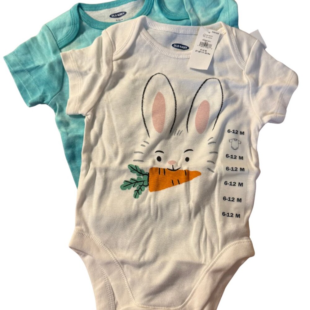 Unisex Short-Sleeve Graphic Bodysuit for Baby 6-12M Set - 2 Onesies